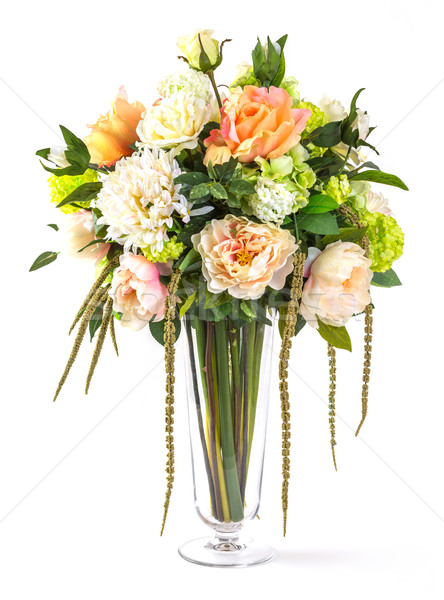 Bukiet kwiaty szkła Wazon róż odizolowany Zdjęcia stock © smuay