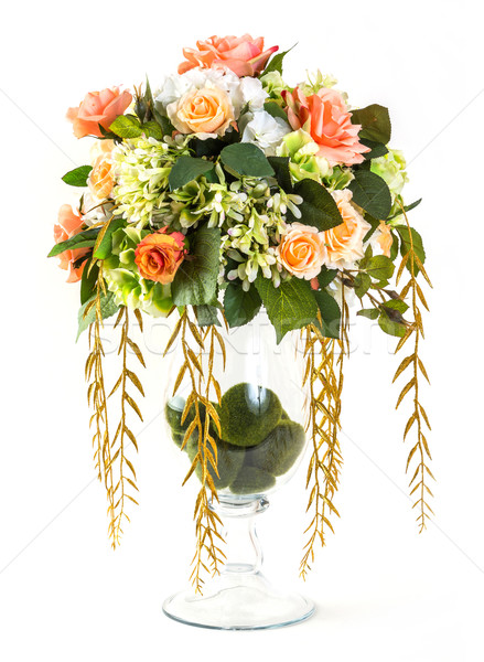 Bouquet of rose in glass vase  Stock photo © smuay