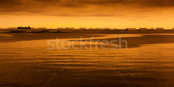 Сток-фото: морем · большой · судно · вечер · солнечный · свет