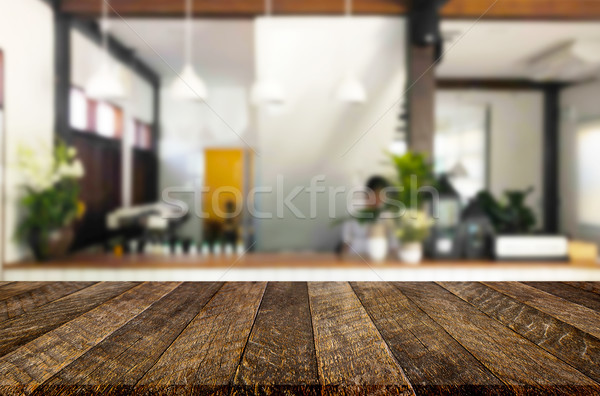 Selected focus empty brown wooden table and Coffee shop or resta Stock photo © snowing