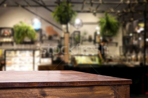 Selected focus empty brown wooden table and Coffee shop or resta Stock photo © snowing
