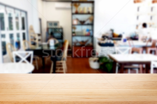 Seçilmiş odak boş kahverengi ahşap masa kahvehane Stok fotoğraf © snowing