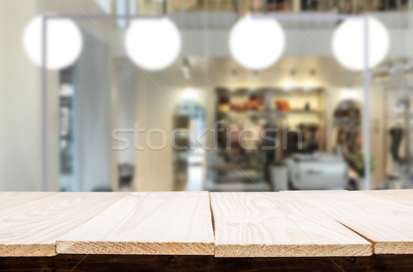 Selected focus empty brown wooden table and Coffee shop or resta Stock photo © snowing