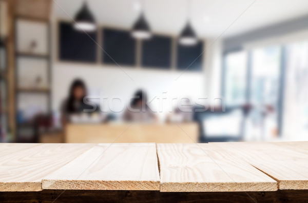 Gekozen focus lege bruin houten tafel coffeeshop Stockfoto © snowing