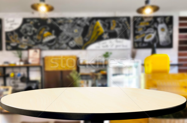 Selected focus empty brown wooden table and Coffee shop or resta Stock photo © snowing