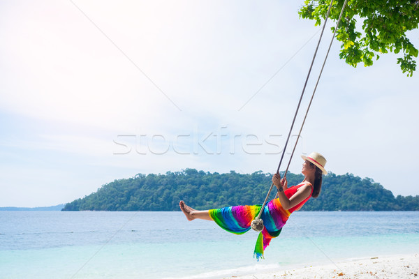 Outdoors lifestyle fashion portrait stunning young girl enjoying Stock photo © snowing