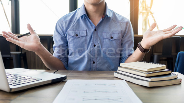 Businessman wearing a suit, Helpless, hand, give up, shrug, shou Stock photo © snowing