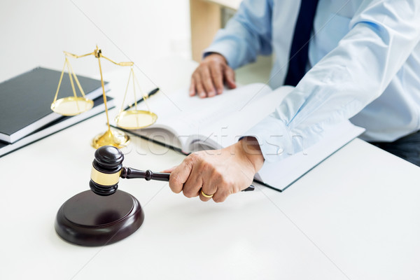 gavel and soundblock of justice law and lawyer working on wooden Stock photo © snowing