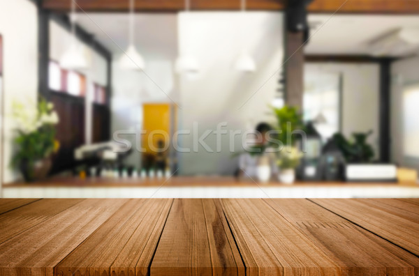 Selected focus empty brown wooden table and Coffee shop or resta Stock photo © snowing