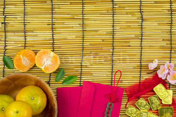 Flat lay holiday of Chinese new year red packet and of accessori Stock photo © snowing