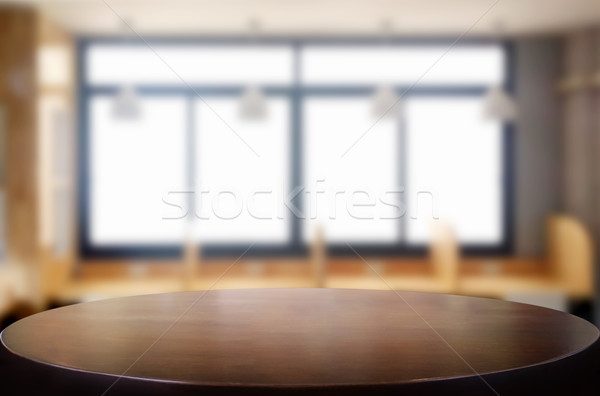 Empty of wood table top on blur of window glass in the morning b Stock photo © snowing