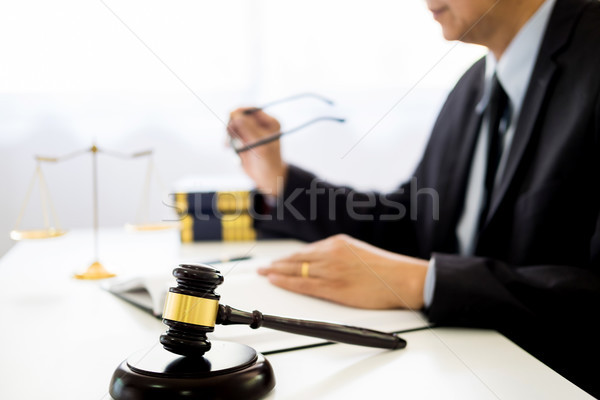 gavel and soundblock of justice law and lawyer working on wooden Stock photo © snowing