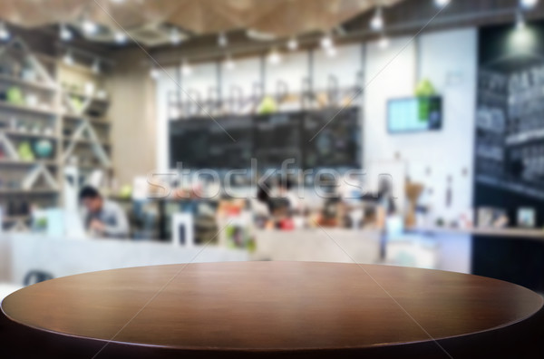 Stockfoto: Gekozen · focus · lege · bruin · houten · tafel · coffeeshop