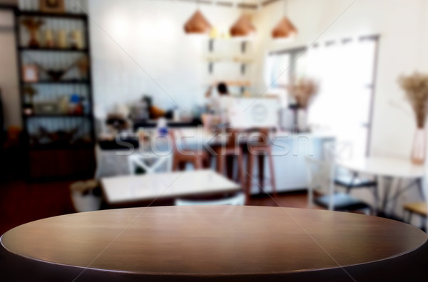Seçilmiş odak boş kahverengi ahşap masa kahvehane Stok fotoğraf © snowing