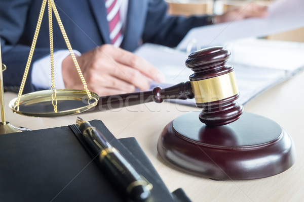 gavel and soundblock fo justice law and lawyer working on wooden Stock photo © snowing