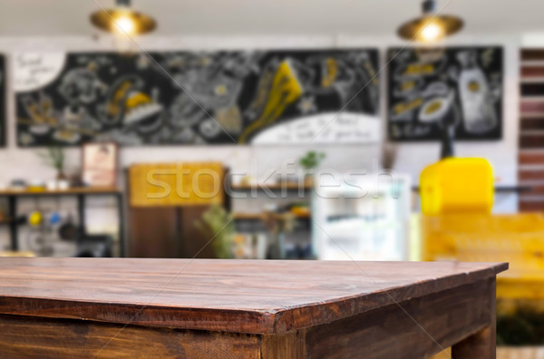 Selected focus empty brown wooden table and Coffee shop or resta Stock photo © snowing