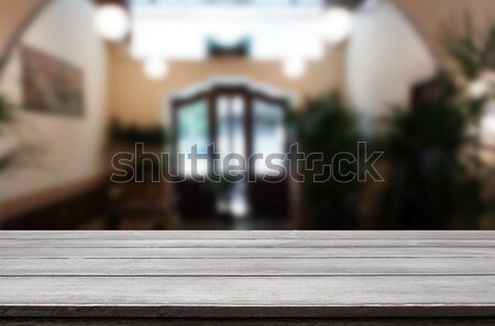 Selected focus empty brown wooden table and Coffee shop or resta Stock photo © snowing