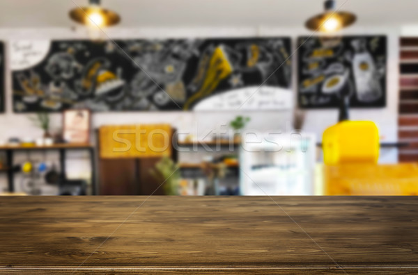 Selected focus empty brown wooden table and Coffee shop or resta Stock photo © snowing