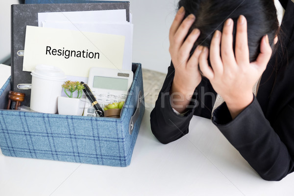 sadness pretty female office worker is fired packing personal be Stock photo © snowing