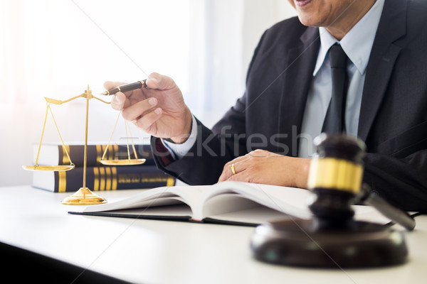 gavel and sound block of justice law and lawyer working on woode Stock photo © snowing