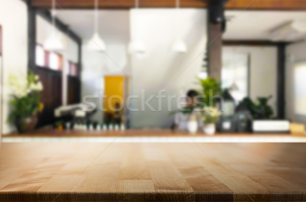 Selected focus empty brown wooden table and Coffee shop or resta Stock photo © snowing