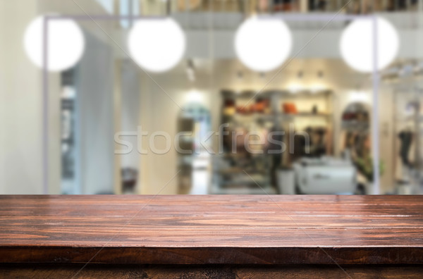 Selected focus empty brown wooden table and Coffee shop or resta Stock photo © snowing