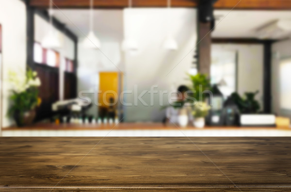 Selected focus empty brown wooden table and Coffee shop or resta Stock photo © snowing