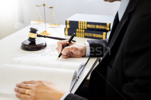 gavel and sound block of justice law and lawyer working on woode Stock photo © snowing