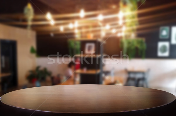 Selected focus empty brown wooden table and Coffee shop or resta Stock photo © snowing