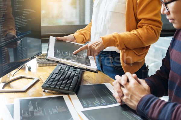 Stock foto: Programmierer · Programmierung · Verschlüsselung · Software · Designer · arbeiten