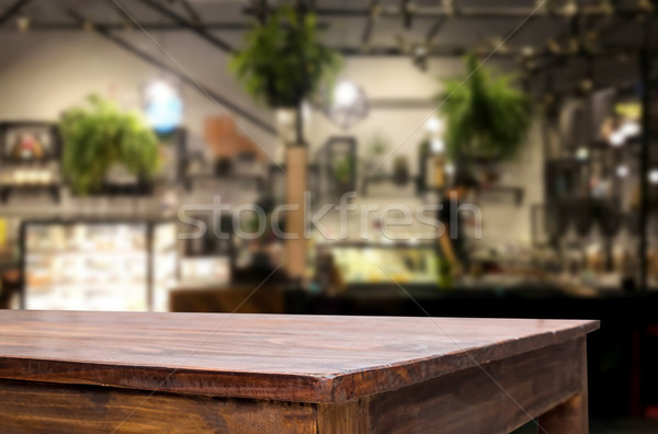 Selected focus empty brown wooden table and Coffee shop or resta Stock photo © snowing