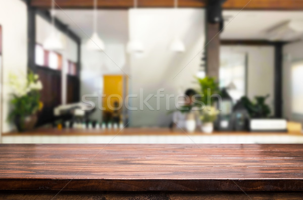 Сток-фото: выбранный · Focus · пусто · коричневый · деревянный · стол · кофейня