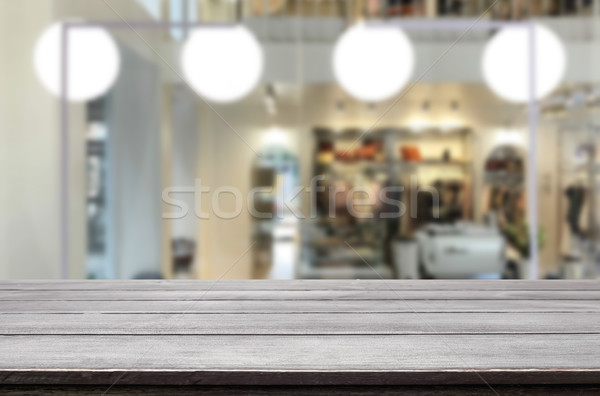 Selected focus empty brown wooden table and Coffee shop or resta Stock photo © snowing