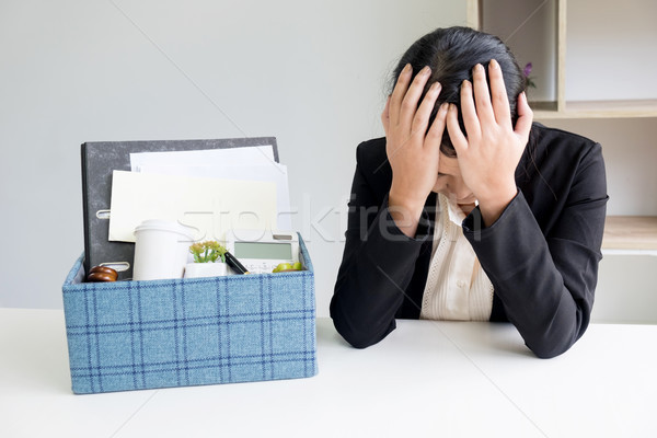 sadness pretty female office worker is fired packing personal be Stock photo © snowing