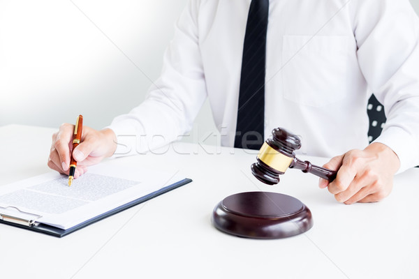 gavel and sound block of justice law and lawyer working on woode Stock photo © snowing