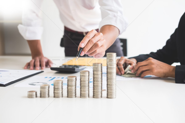 Stock photo: stacks of coins business accounting with saving money  concept c