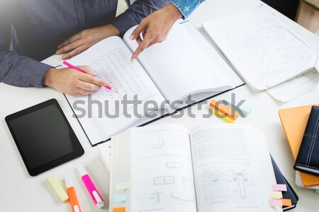 Young students campus helps friend catching up and learning tuto Stock photo © snowing
