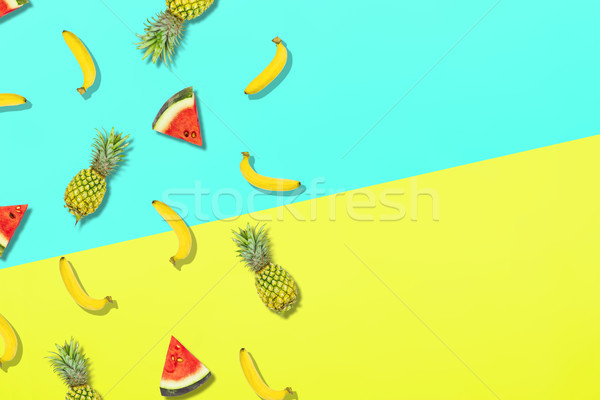 Pattern of fresh summer sweet fruit for holiday concept flat lay Stock photo © snowing