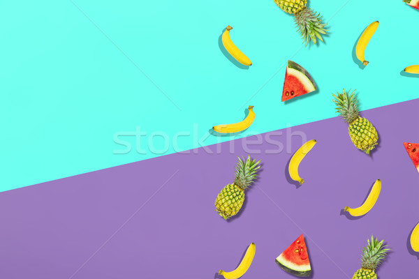 Pattern of fresh summer sweet fruit for holiday concept flat lay Stock photo © snowing