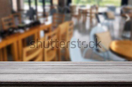 Gekozen focus lege bruin houten tafel coffeeshop Stockfoto © snowing
