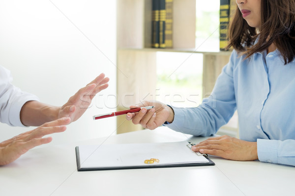 Closeup of a man do not want to Signing Contract or premarital a Stock photo © snowing