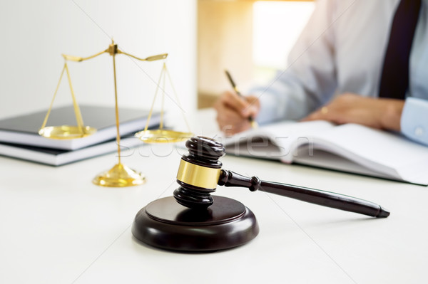 Stock photo: gavel and soundblock of justice law and lawyer working on wooden