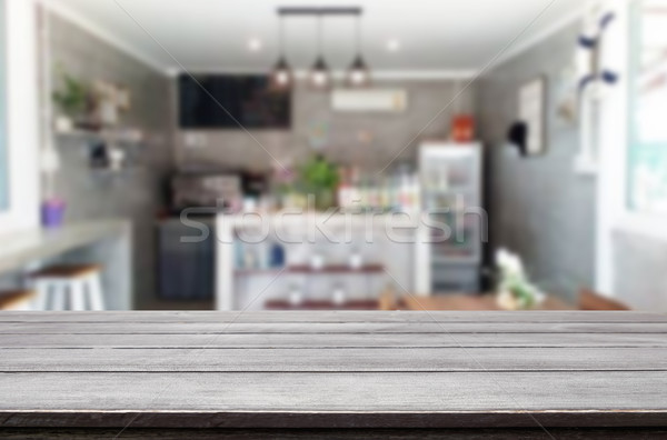 Selected focus empty brown wooden table and Coffee shop or resta Stock photo © snowing