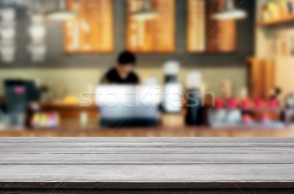 Seçilmiş odak boş kahverengi ahşap masa kahvehane Stok fotoğraf © snowing
