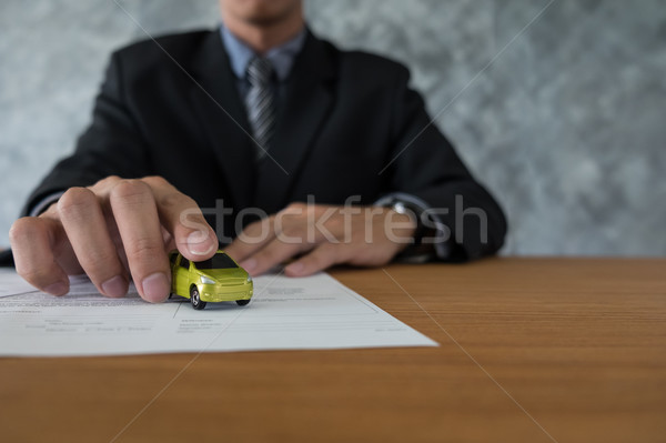 transportation and ownership concept - customer and salesman wit Stock photo © snowing