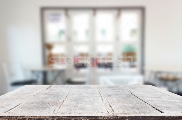 Stockfoto: Gekozen · focus · lege · bruin · houten · tafel · coffeeshop