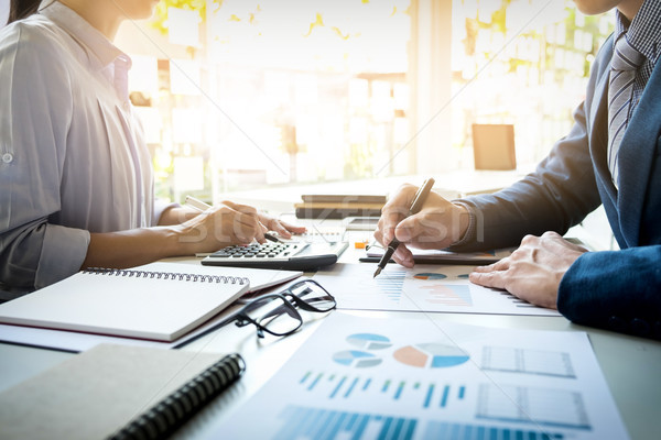 business man financial inspector and secretary making report, ca Stock photo © snowing