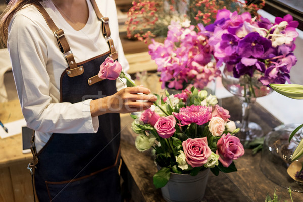 Junge Frauen Business Eigentümer Blumengeschäft Bouquet Stock foto © snowing