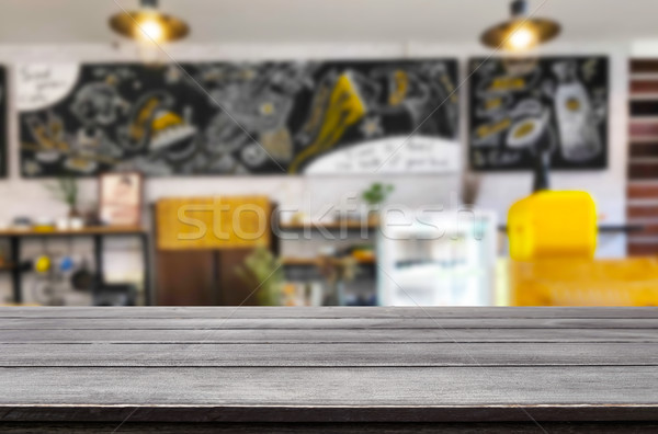 Selected focus empty brown wooden table and Coffee shop or resta Stock photo © snowing