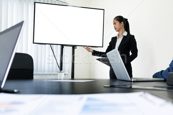 young business man working presentation using television compute Stock photo © snowing
